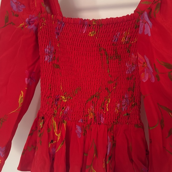 NWOT Lovers + Friends Smocked Faye Floral Puff Sleeve Top - Picture 6 of 11